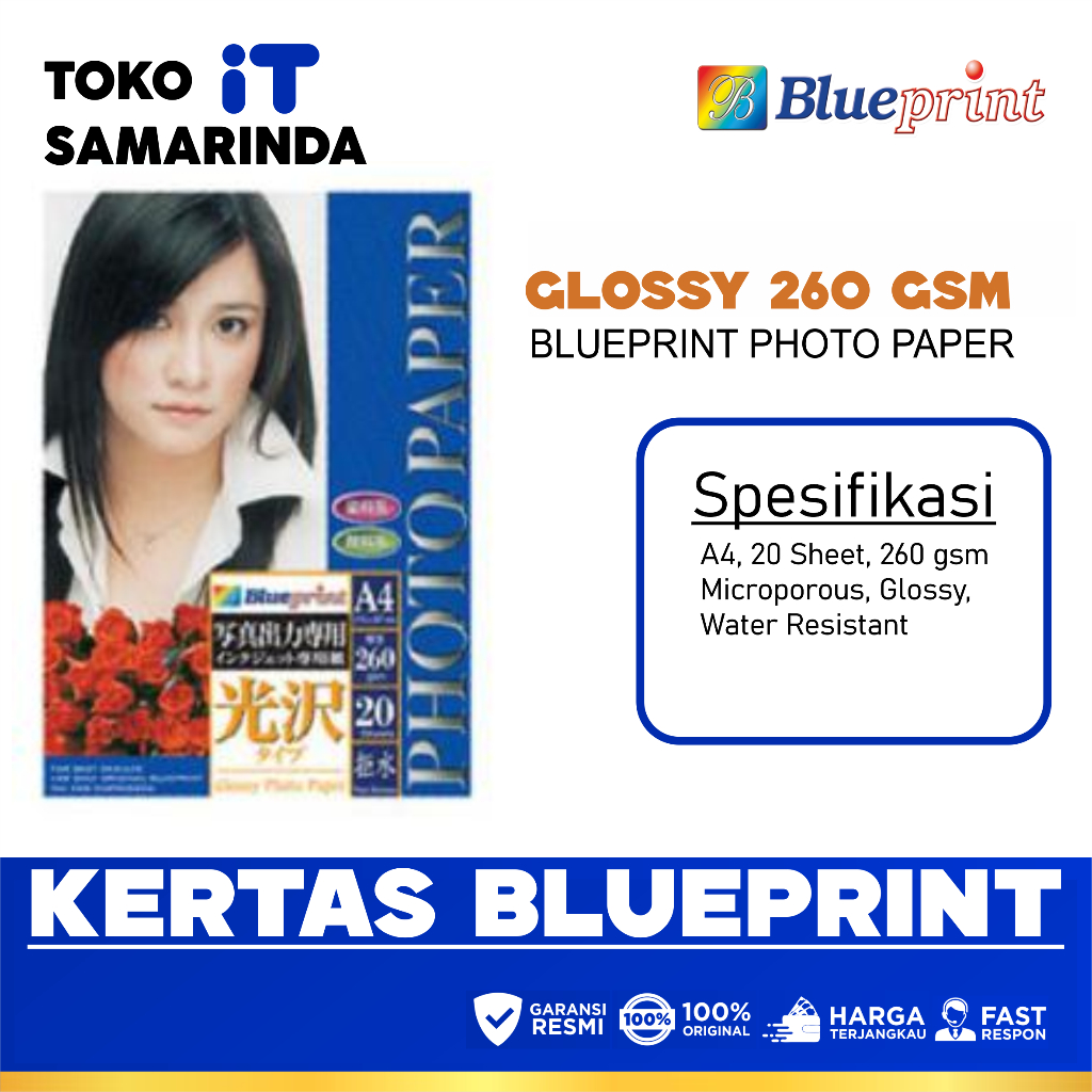 Kertas Foto / Kertas Glossy / Glossy Photo Paper Blueprint A4 260 gsm