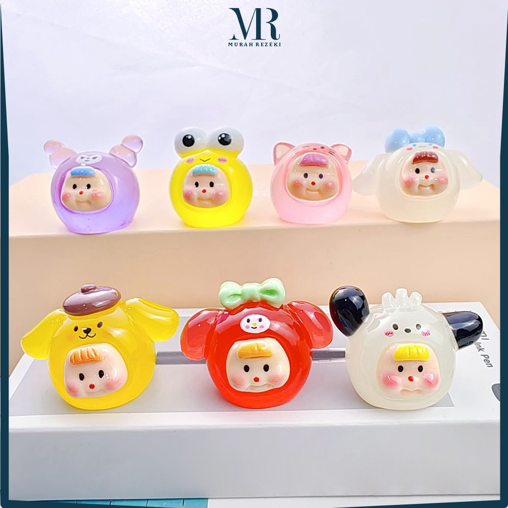 EC Kartun Cute 3D DIY Aksesoris Miniatur Karakter Resin Glow In The Dark / Ornamen Hiasan Desktop De