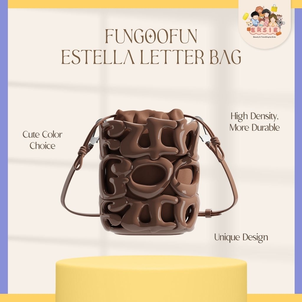 Fungoofun Estella Letter Bag | Tas Selempang Bahan Silikon Anti Air