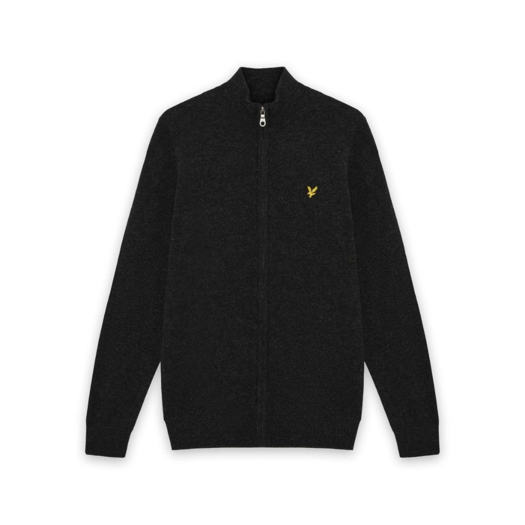 Lyle & Scott Lambswool Blend Zip Through Cardigan (Black Marl) Original