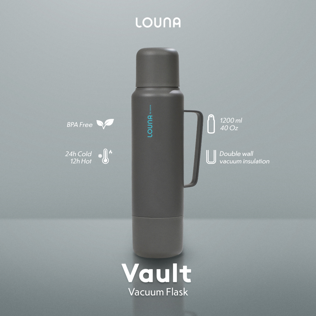 Louna LO701 Vault Vacuum Flask – 1200ml (Army | Charcoal | Blush | Sky)