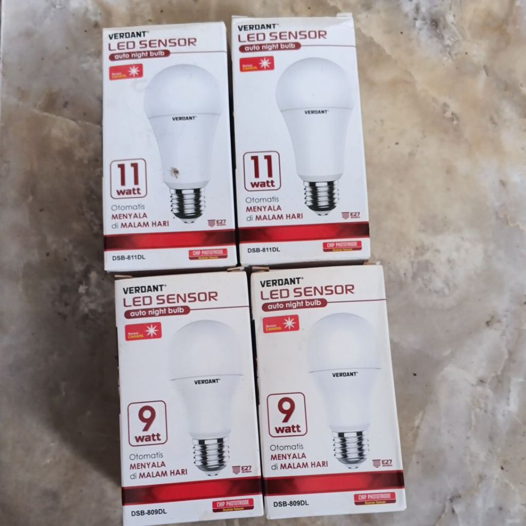 lampu LED sensor cahaya verdant 9 watt dan 11 watt