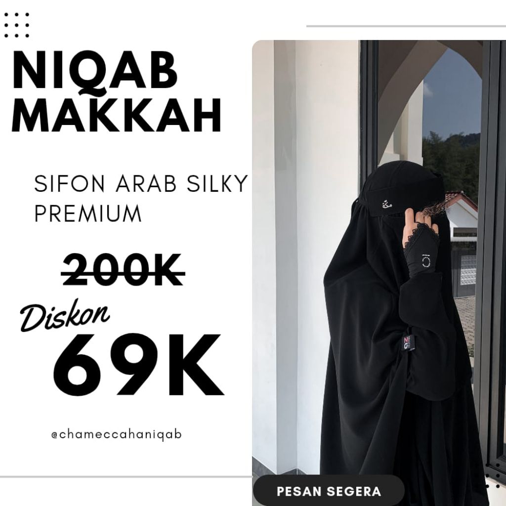 Niqab Bandana Makkah Series Ori Chamecca Full Swarovski Madinah Cadar Niqob Karaz