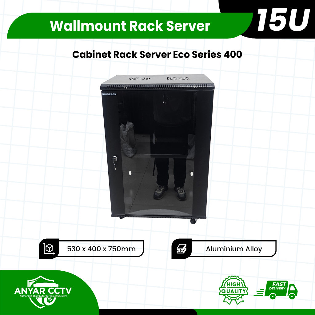Wallmount Rackmount 15U, Rak Server Single Door 15U Eco Series 400