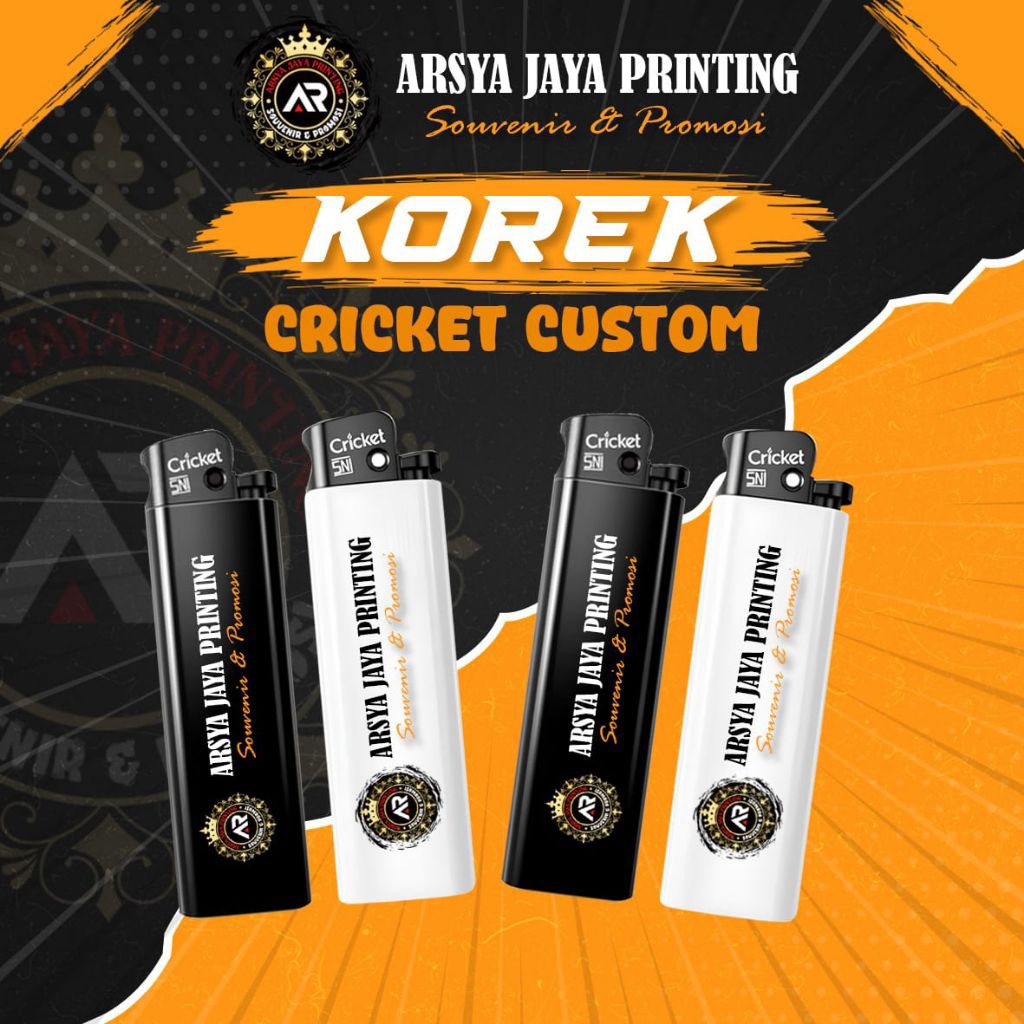 Custom Korek Cricket Sablon 1Sisi 1WARNA