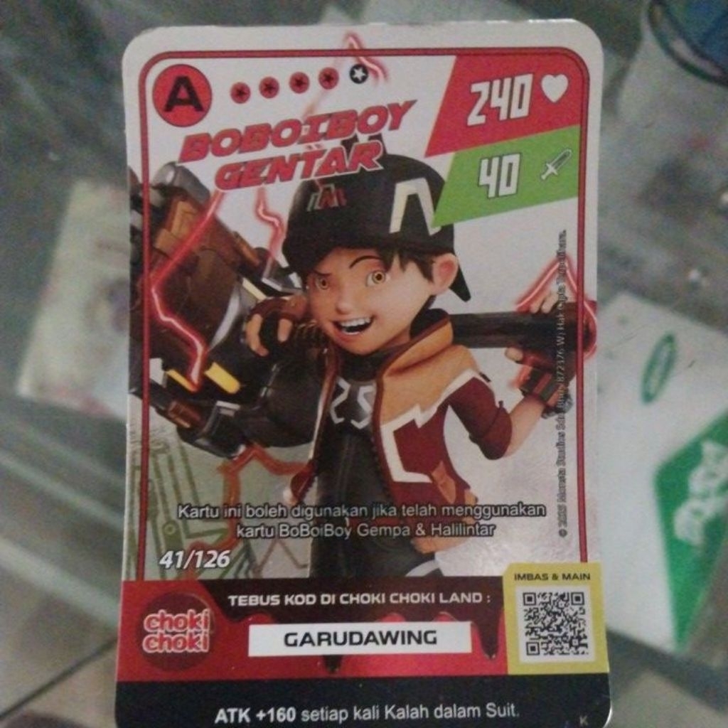 BOBOIBOY MONSTA GALAXY CARD CHOKI CHOKI BOBOIBOY GENTAR
