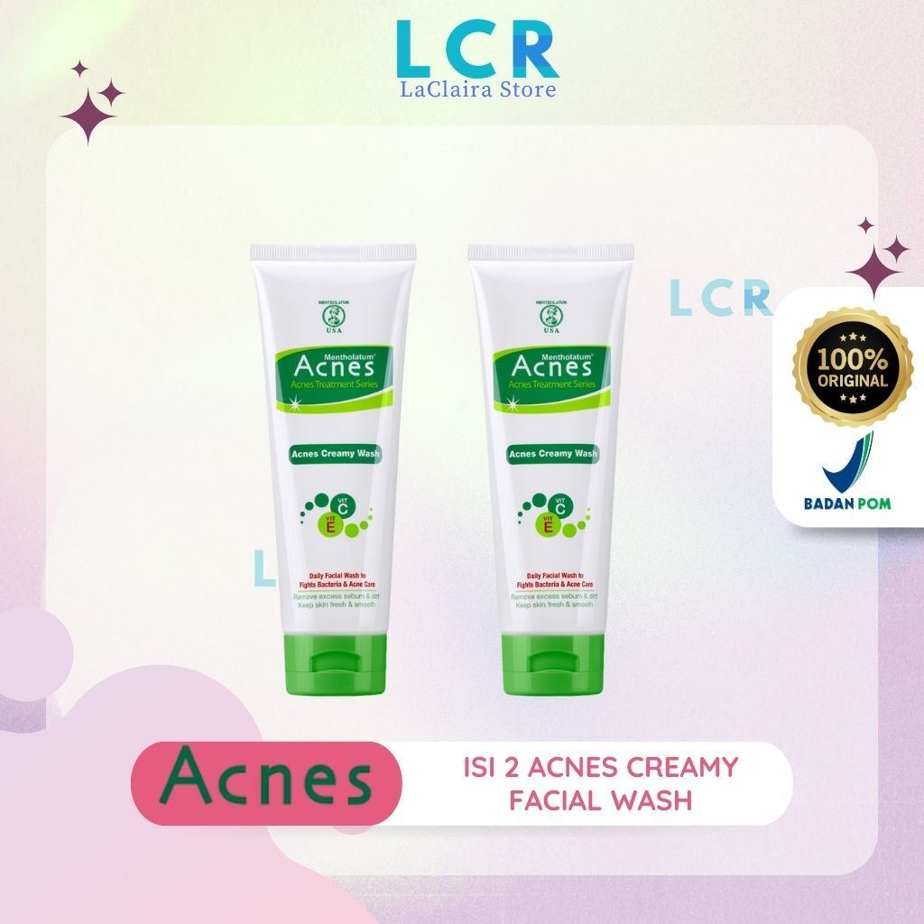 (PAKET ISI 2) Acnes Creamy Wash 100 ML ( Pembersih Wajah) Berjerawat