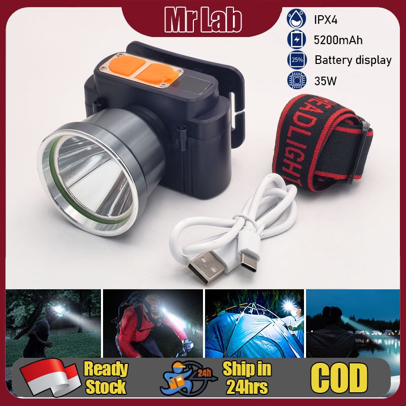 QYD Q522 Senter Kepala Cas Headlamp Sorot Recharge Super Terang LED Headlight Putih
