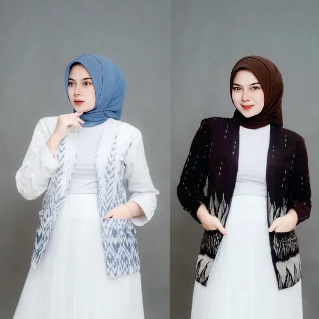 outer tenun wanita - jas tenun wanita - vest tenun kantor - blazer tenun