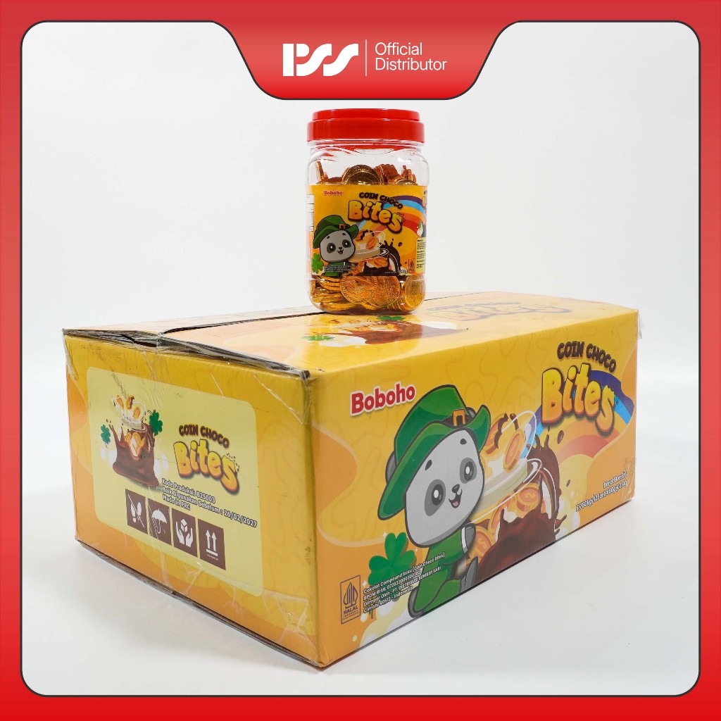 PSS BOBOHO Cokelat Coin Choco Bites 12x200g | Cokelat Koin Renyah & Manis | Snack Anak & Keluarga | 