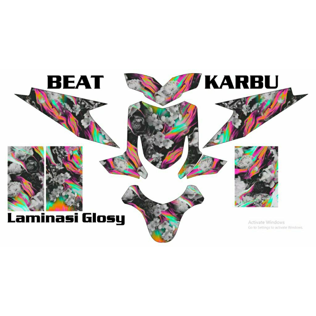 DECAL STICKER MOTOR HONDA BEAT KARBU FULLBODY  MOTIF AIRBRUSH STIKER BEAT KARBU FULL BODY