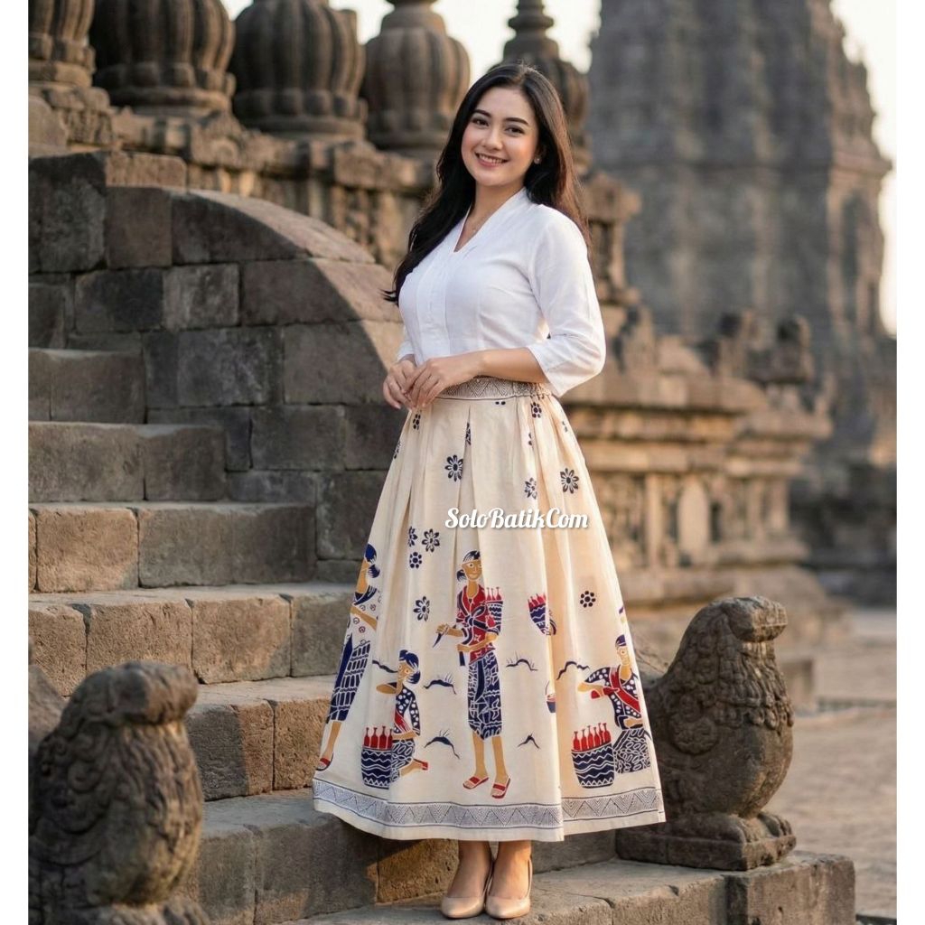 ROK BATIK JAMU PUTIH TULANG/CREAM SOLOBATIK