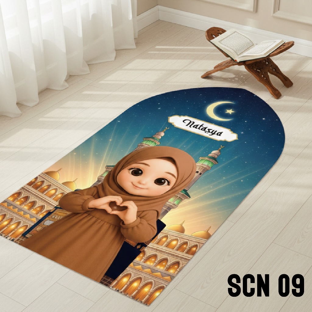 Sajadah anak custome nama karakter lucu dan unik