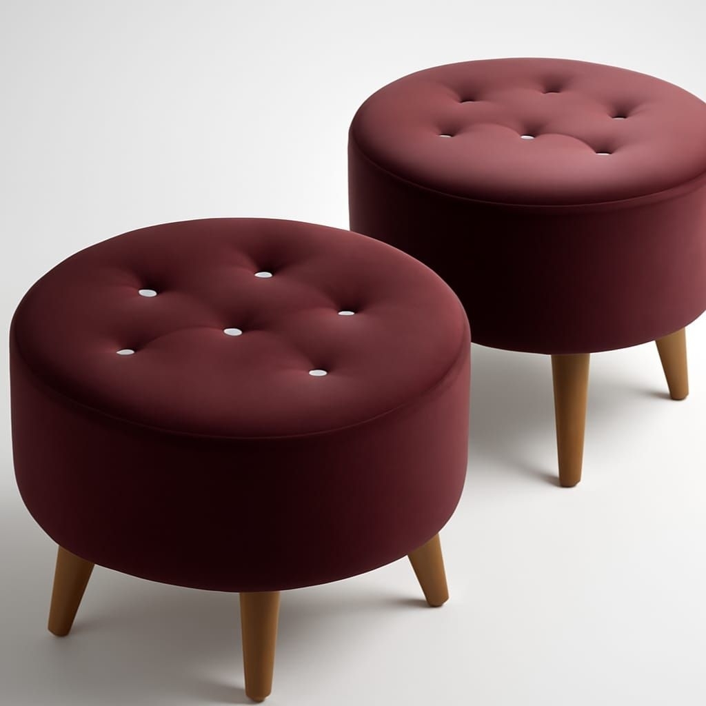 sofa stool bulat kancing , sofa stool santai , sofa stool mini