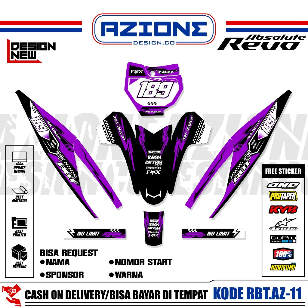 (COD) Sticker Variasi RBT/GTX REVO 110 ABSOLUTE Decal Striping Bebek Modif RBT, REVO.ABS-11