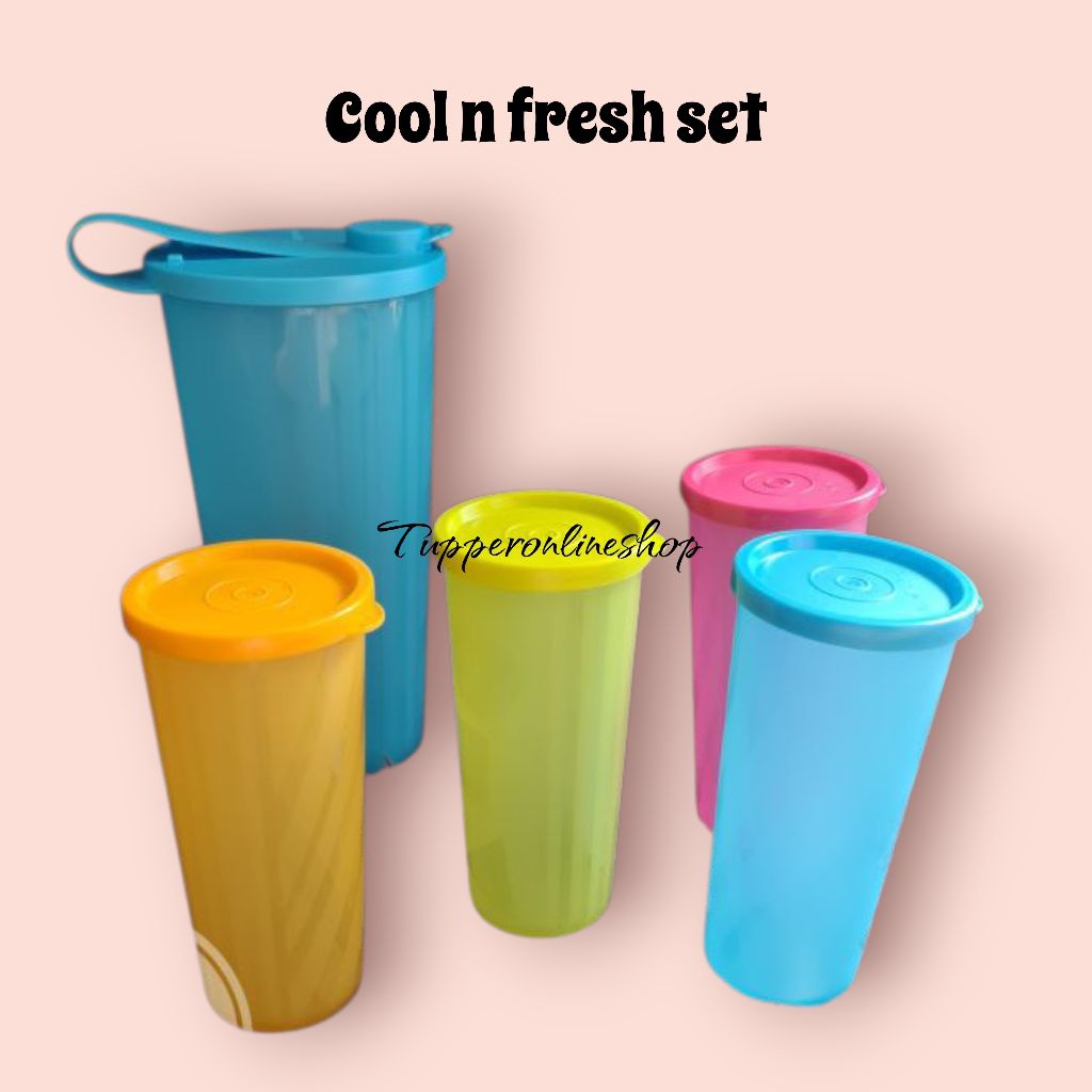 Cool n fresh set tupperware / gelas + jug tupperware