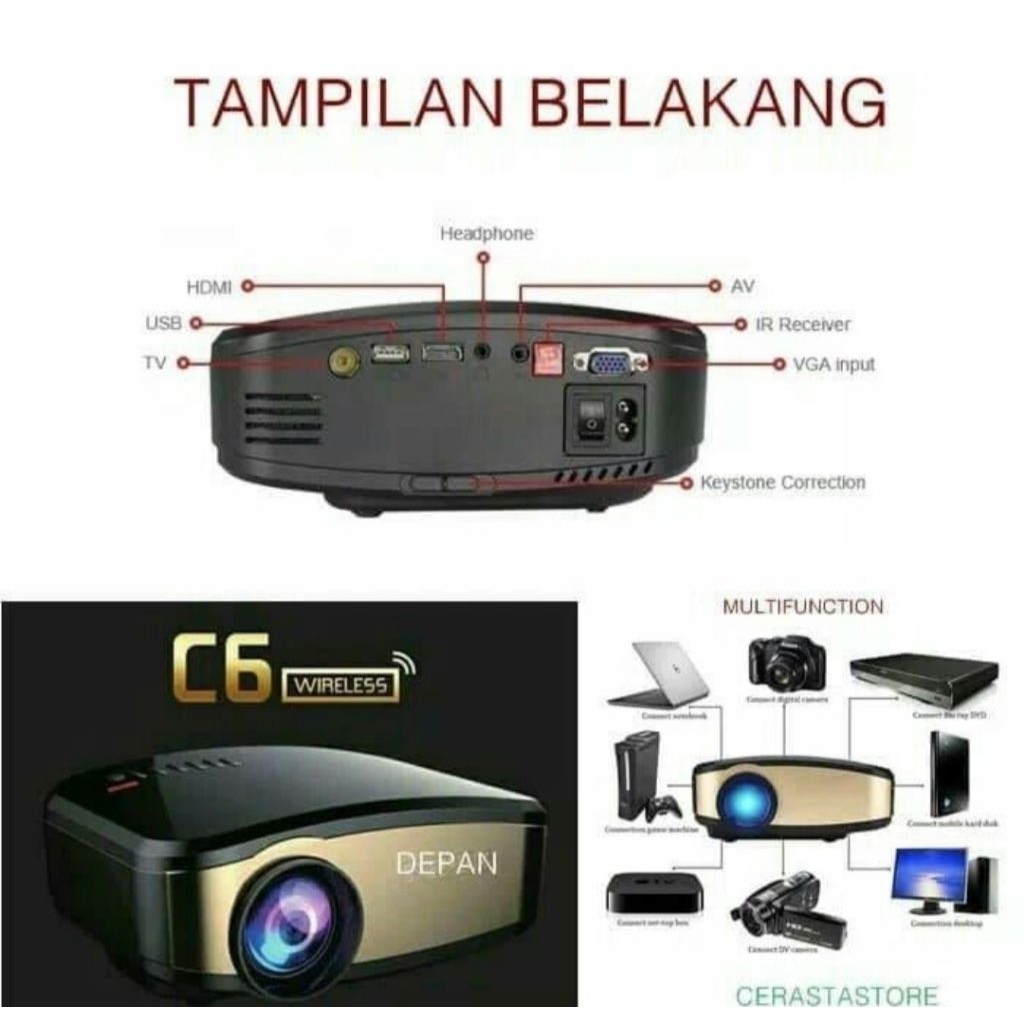 Mini LED Cheerlux Proyektor C6 Wifi seconds