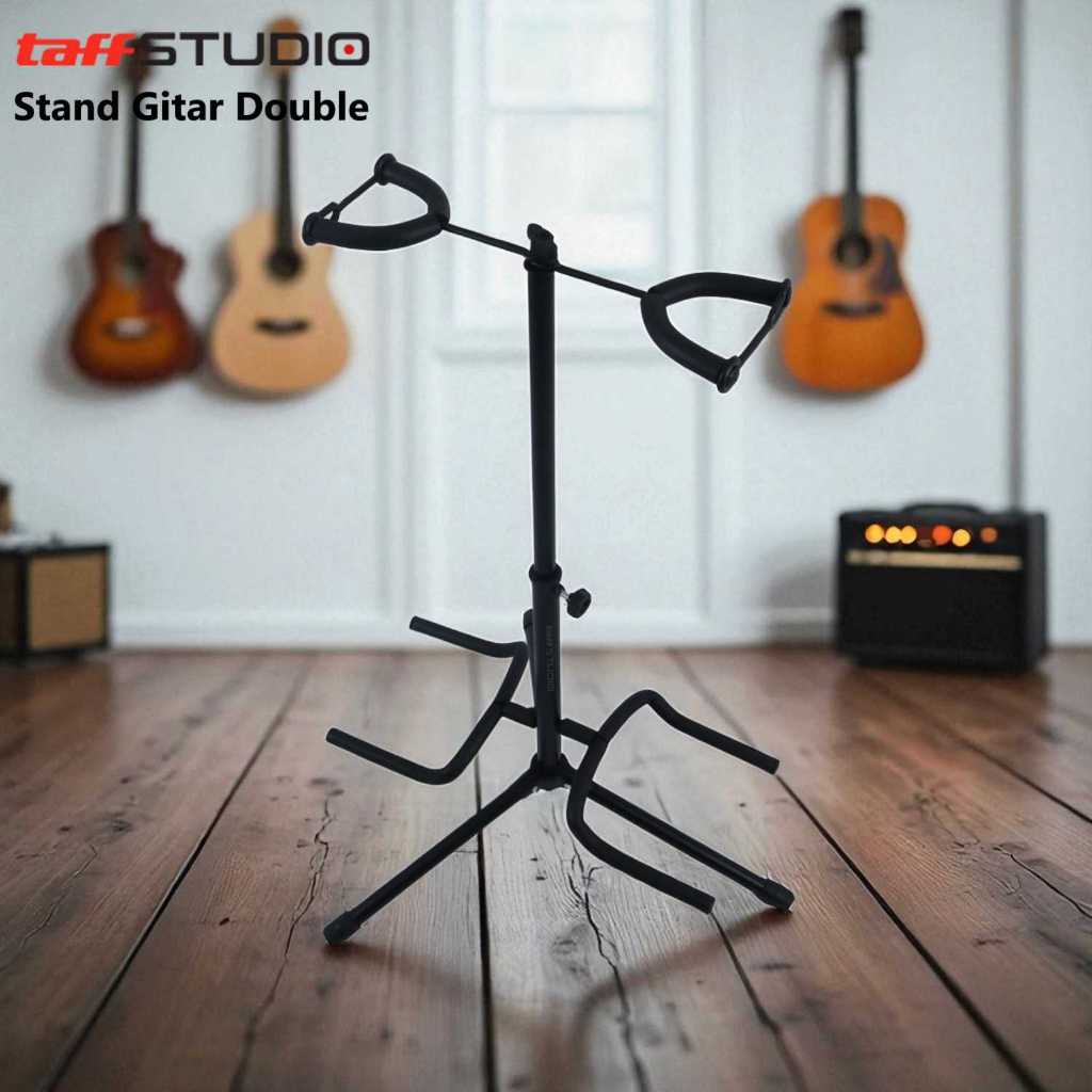 Stand Gitar Double Adjustable Untuk Gitar Akustik Elektrik Bass Dan Ukulele Anti Slip