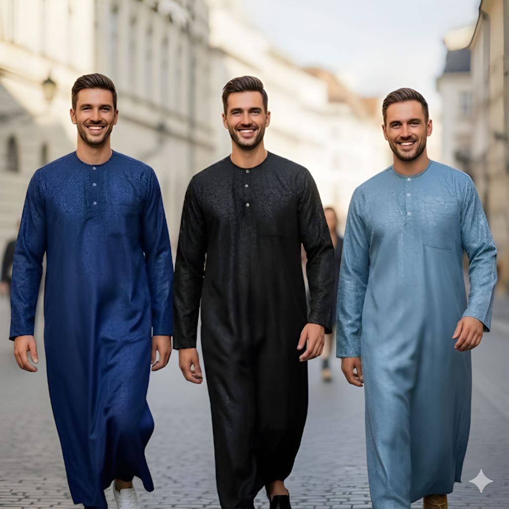Jubah embos pria/Jubah pria embos tangan panjang