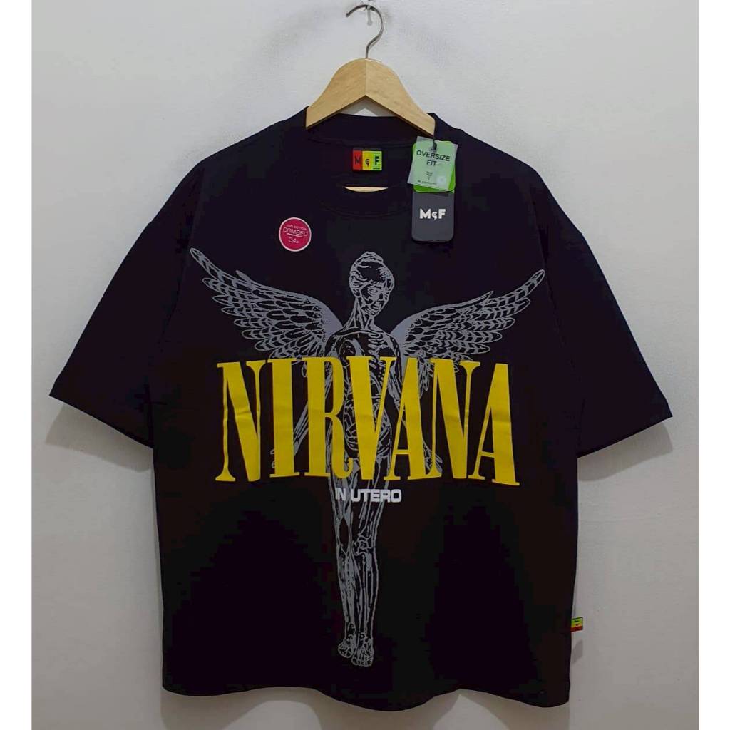 KAOS T-SHIRT OVERSIZE MUSIC NIRVANA HEART SHAPED BOX HITAM