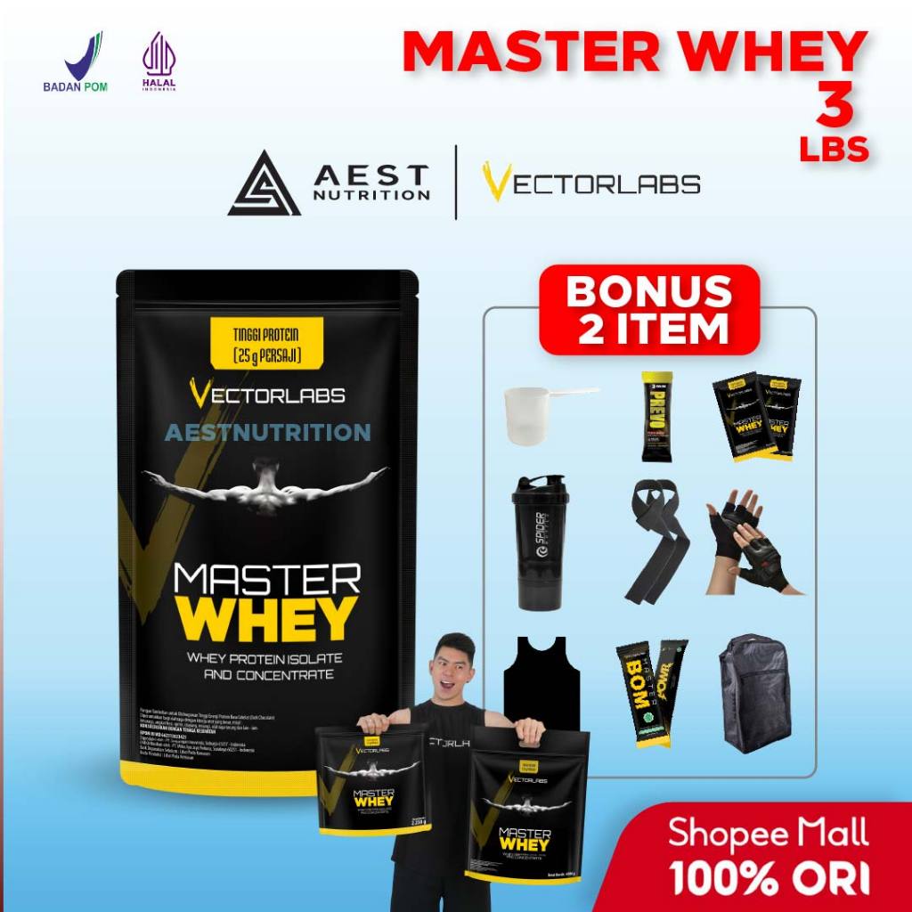 Vectorlabs Master Whey 3 lbs 1400 gram Susu Protein Shake Isolate Concentrate Supplement Fitness Gym