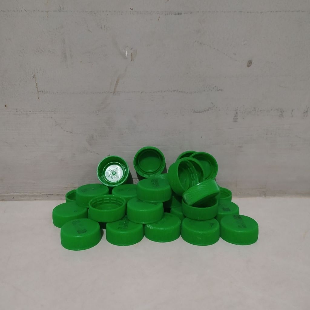 30pcs Tutup Botol Plastik Warna Hijau Polos Bekas Bersih