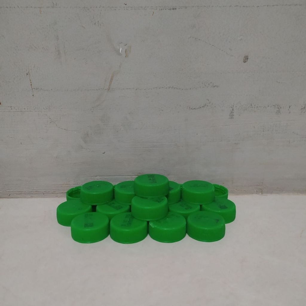 20pcs Tutup Botol Plastik Warna Hijau Polos Bekas Bersih