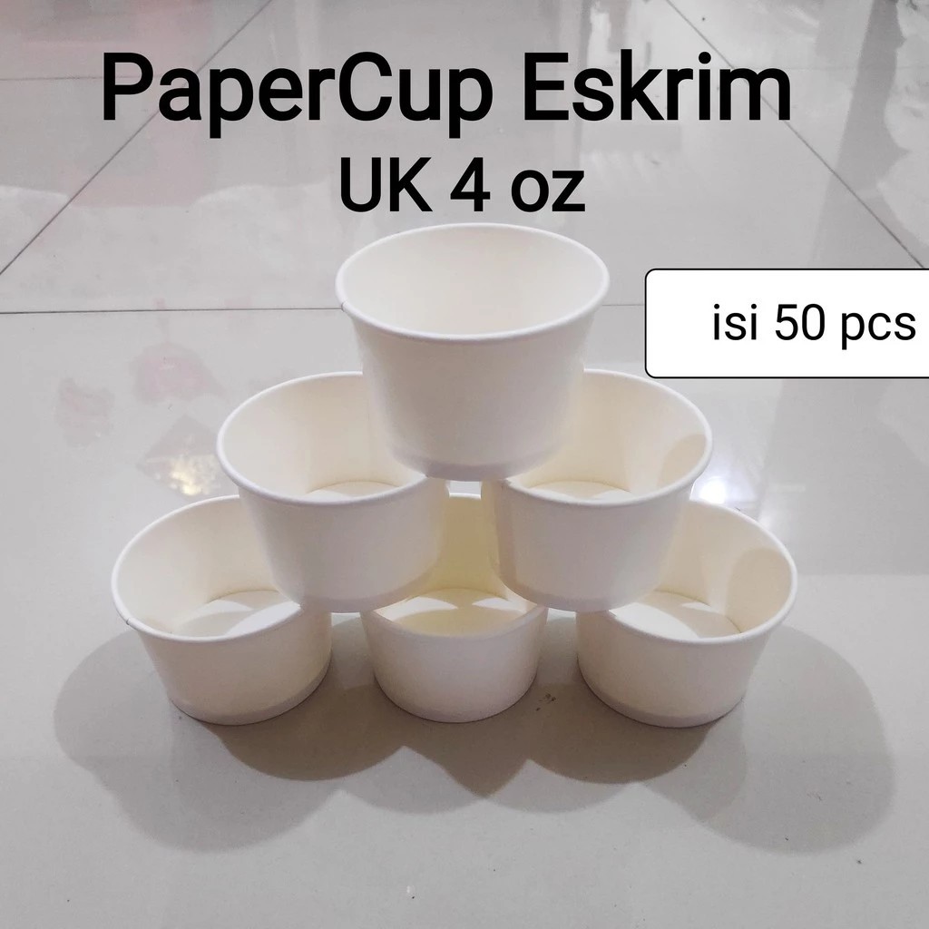 PaperCup Eskrim 4oz, Gelas Eskrim Polos, Gelas Kertas Kecil