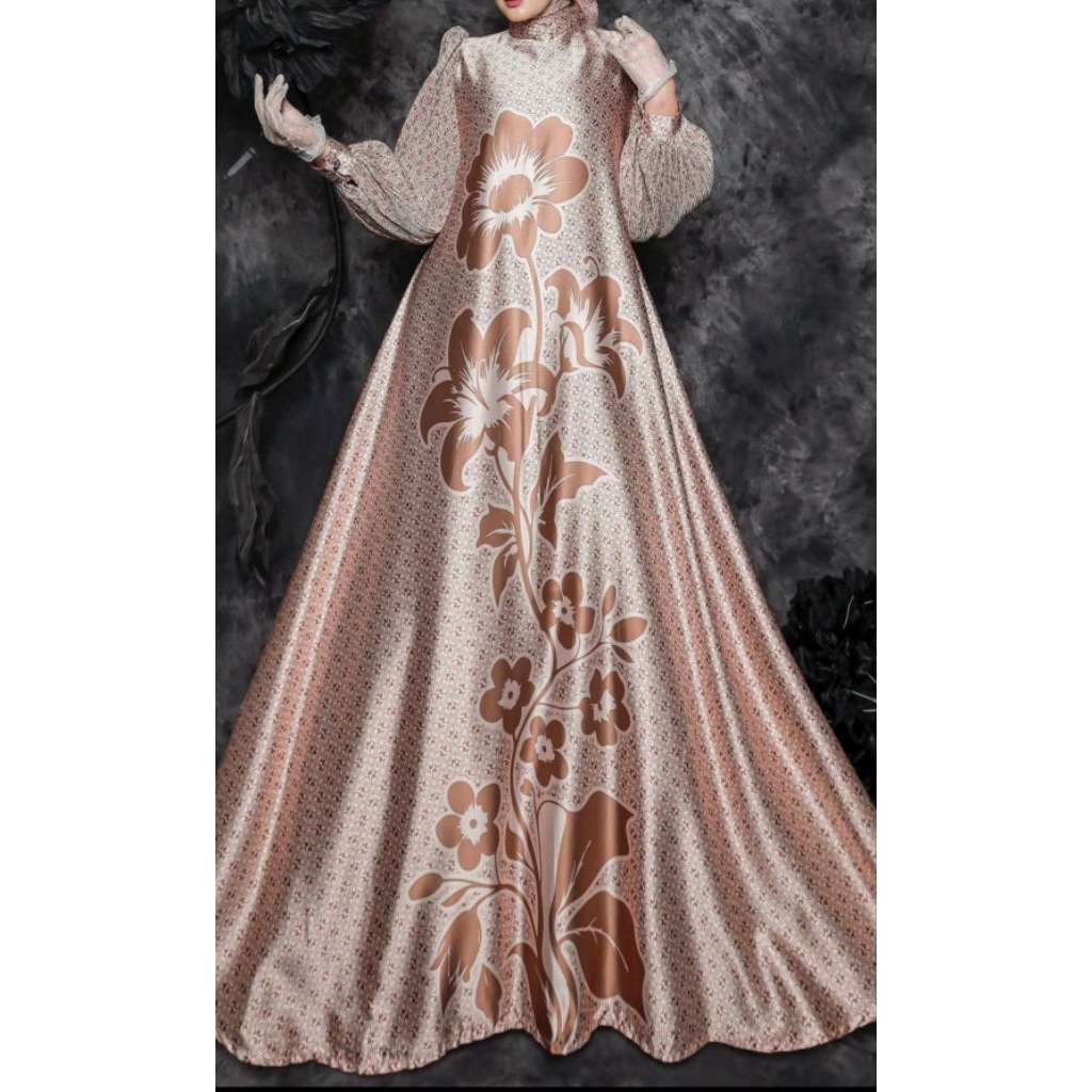 GAMIS SET HIJAB WARNA CREAM