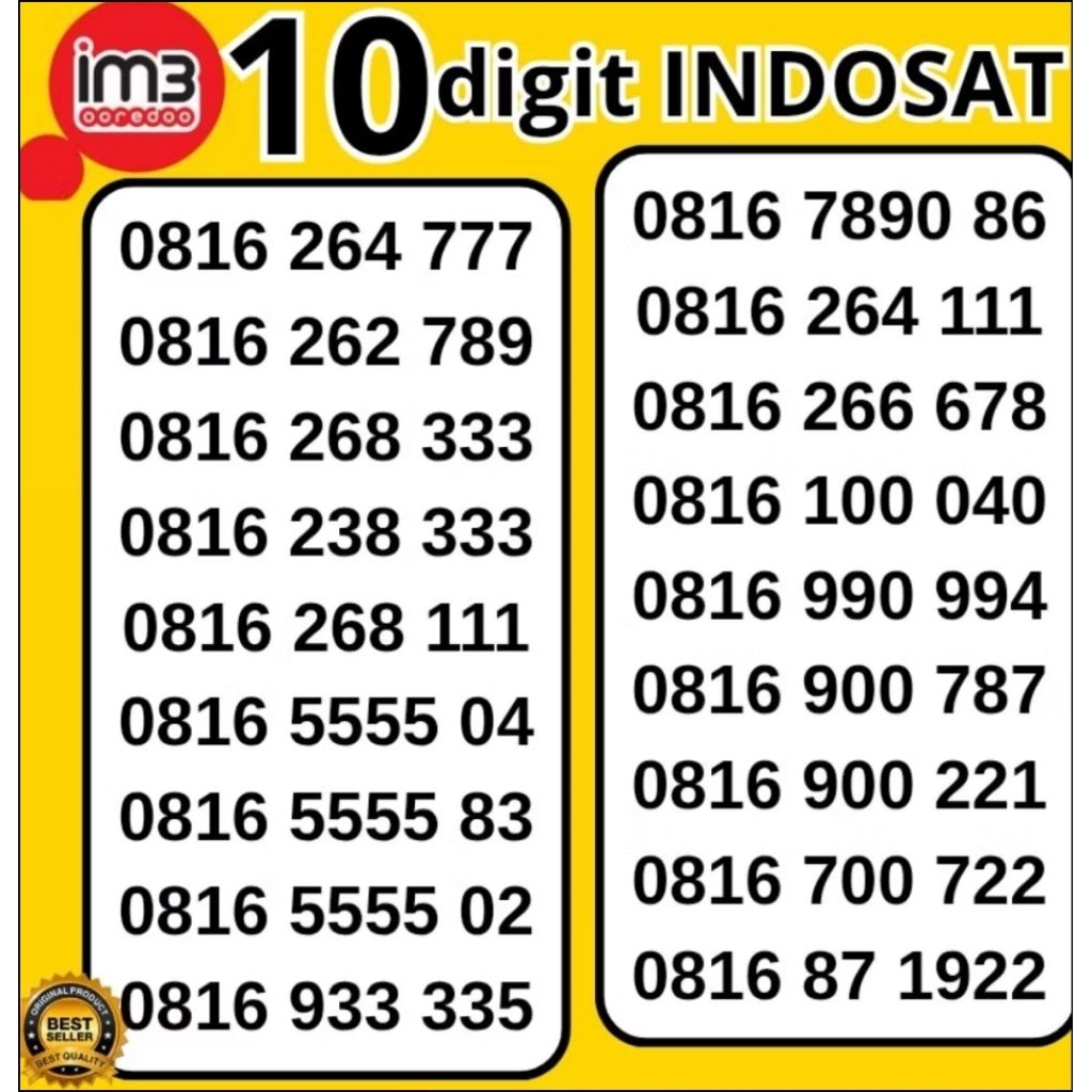 NOMOR CANTIK 10 DIGIT INDOSAT PRABAYAR