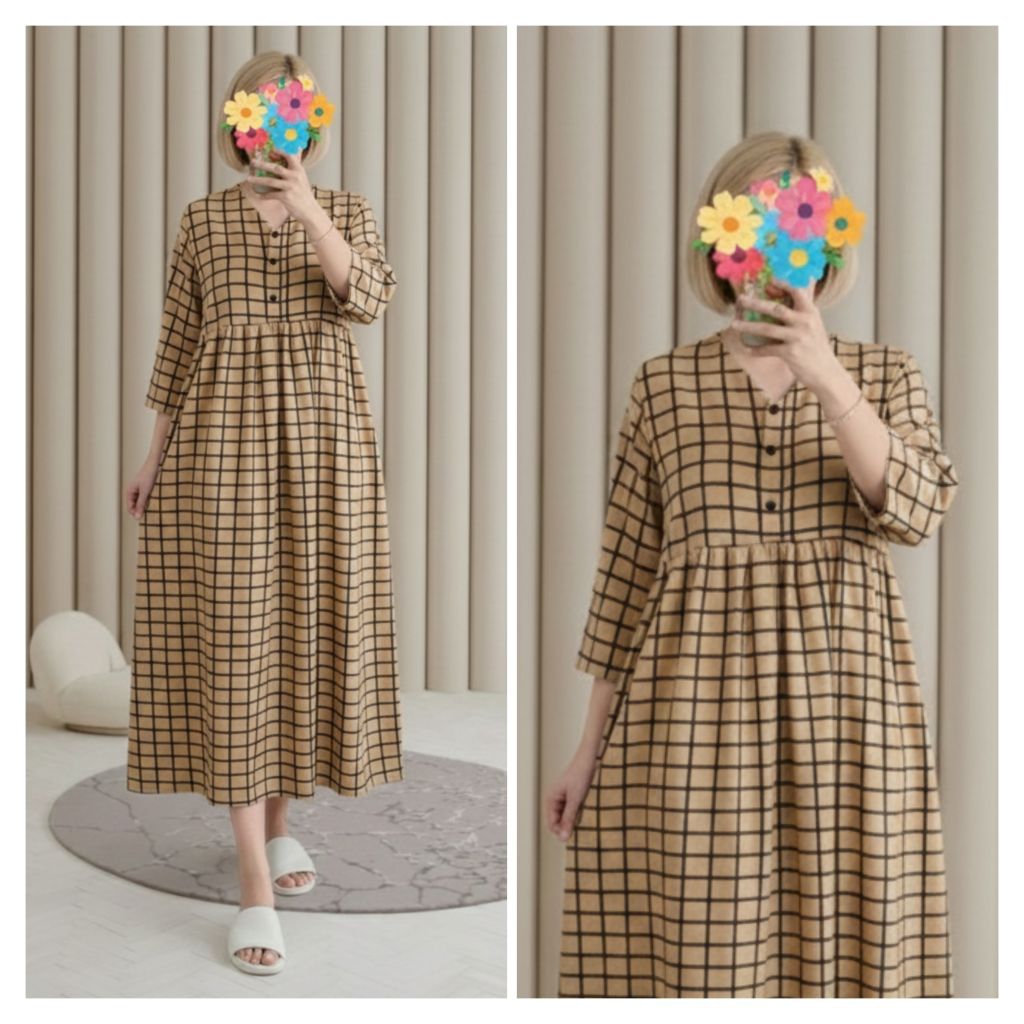 Daster Rayon Lengan 3/4 Daster Busui Kancing Depan LD 120