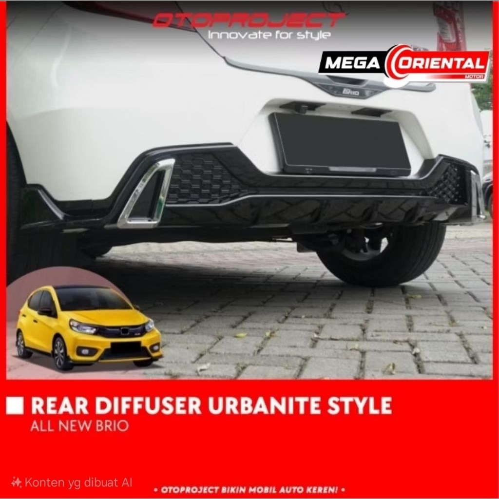 Rear diffusser urbanite skidplate bumper belakang otoproject All New Brio 2018-2025