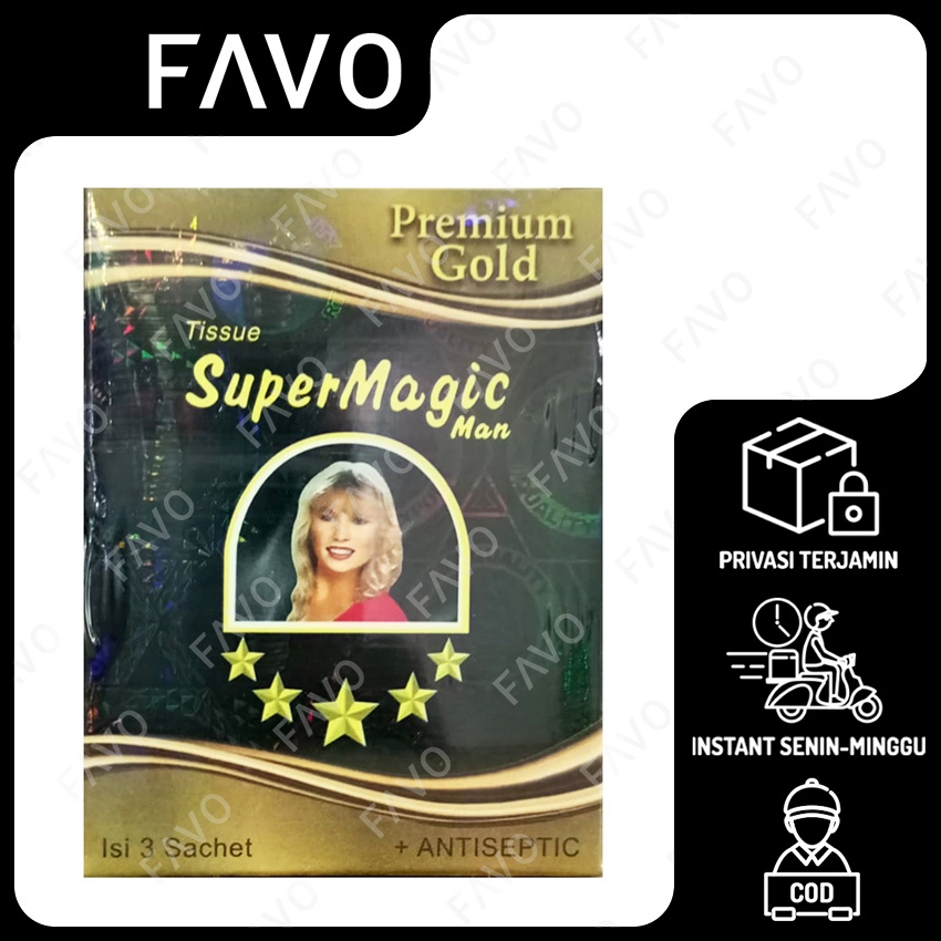 Tisu Magic Man Premium Gold - 3 Sachets - Tissue Super Magic Tahan Lama