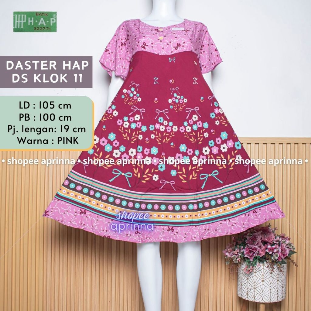 Batik H.A.P Daster Payung KLOK 11 Kancing Depan Busui Friendly Baju Wanita Dewasa Daster HAP Terbaru