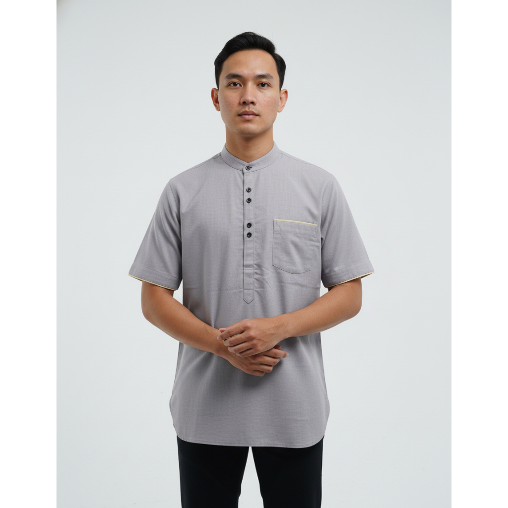 Kurta Senna Baju Koko Kurta Pria Lengan Pendek Dewasa Kerah Shanghai