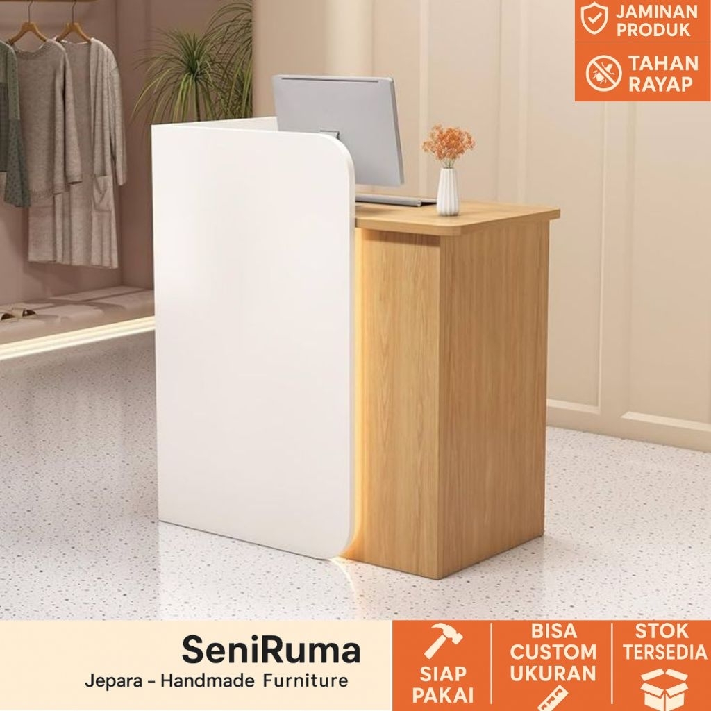 Meja Kasir Resepsionis Minimalis Estetik Modern 2 Laci
