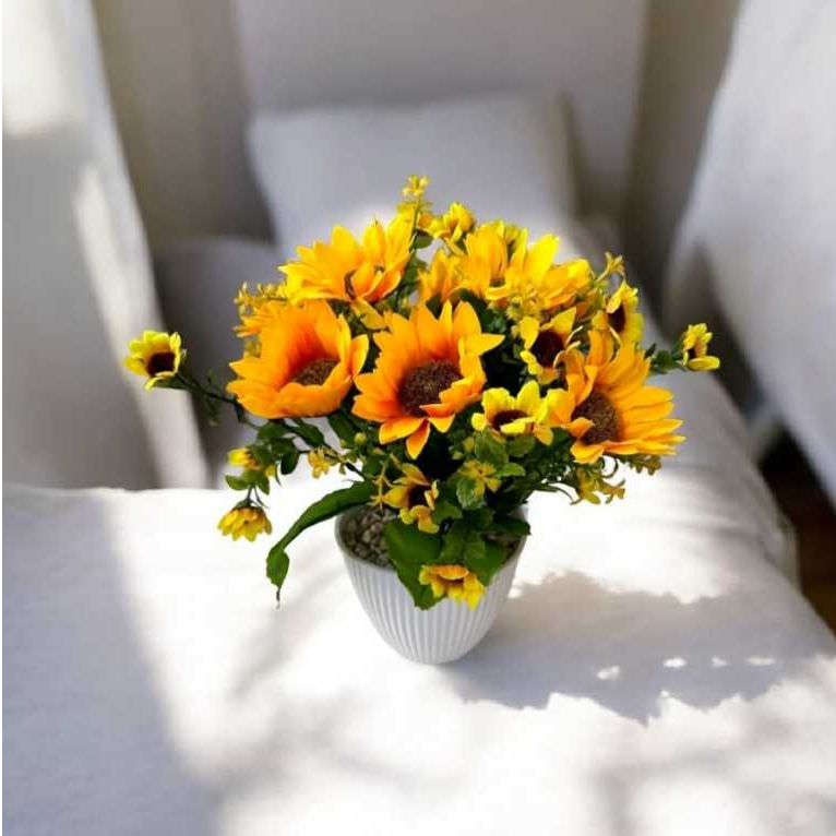 BUNGA PLASTIK MATAHARI  ARTIFICIAL POT ARTIFICIAL TINGGI 30CM