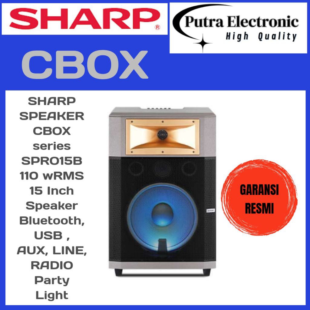 SHARP CBOX-SPRO15B /
CBOXSPRO15B / SPRO Series 15 Inch Speaker B...