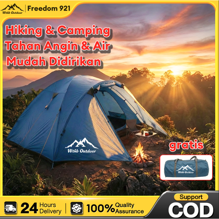 Tenda Dome Camping Tenda compass fiber 4-5 orang double layer tenda compas fibre waterproof tenda lw