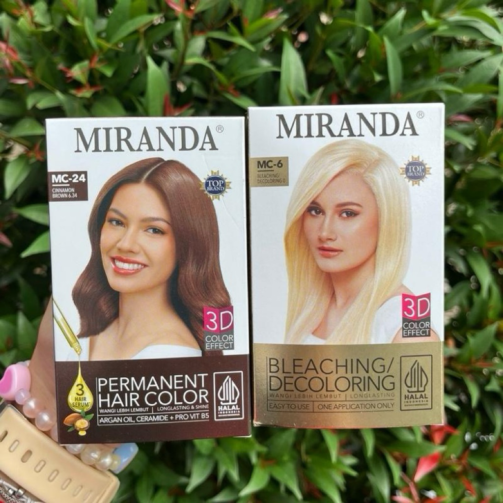 PAKET Miranda Pewarna Rambut Cinnamon Brown MC-24 + Bleaching MC-6