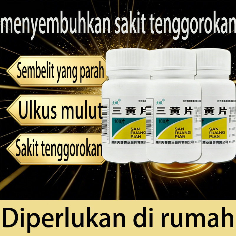 sanhhuangpian1 botol berisi 100 buahObat tradisional dari CinaObat Kuning Untuk SakitTenggorokansemb