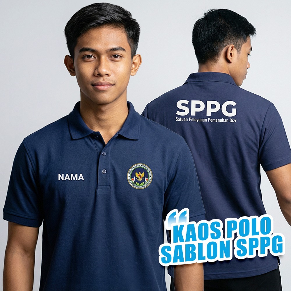 Kaos Polo Dewasa Seragam Sablon SPPG BGN/Badan Gizi Nasional/Seragam MBG