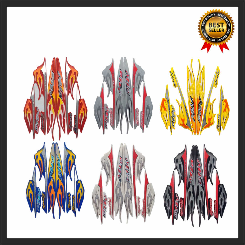 Striping Stiker List Body Standar Motor Yamaha Mio Sporty 2006 Motif Api List Stiker Mio Sporty 2006