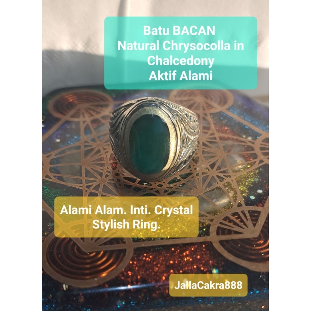 Batu BACAN Natural Chrysocolla in Chalcedony NTE  Batu Alam AKTIF ALAMI Gemstone Original Lostone Pe