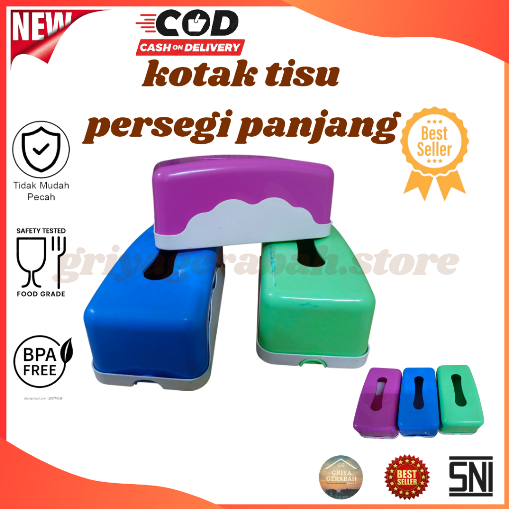 Kotak Tisu/Tempat Tisu persegi panjang warna warni