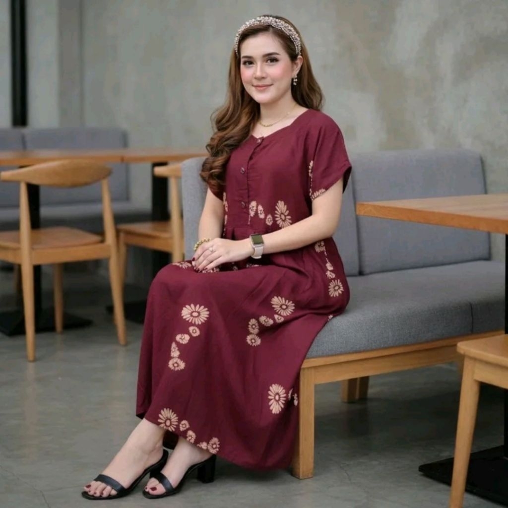 Daster Jumbo Wanita Rayon Grade A Busui Kancing  Depan Baju Tidur Daster  Kekinian