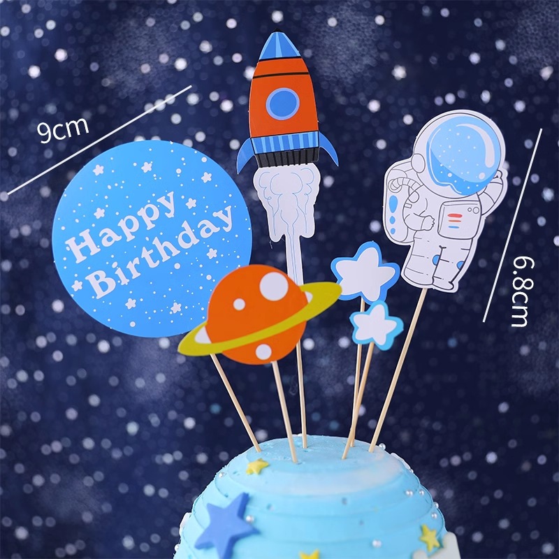 Topper Tusukan Kue Karton Astronot HBD || Cake Topper Astronot Luar Angkasa