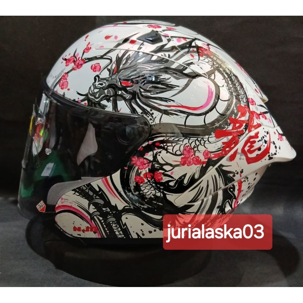 HELM NJS KAIROZ GT MOTIF SHANLONG- HELM NJS HALF FACE