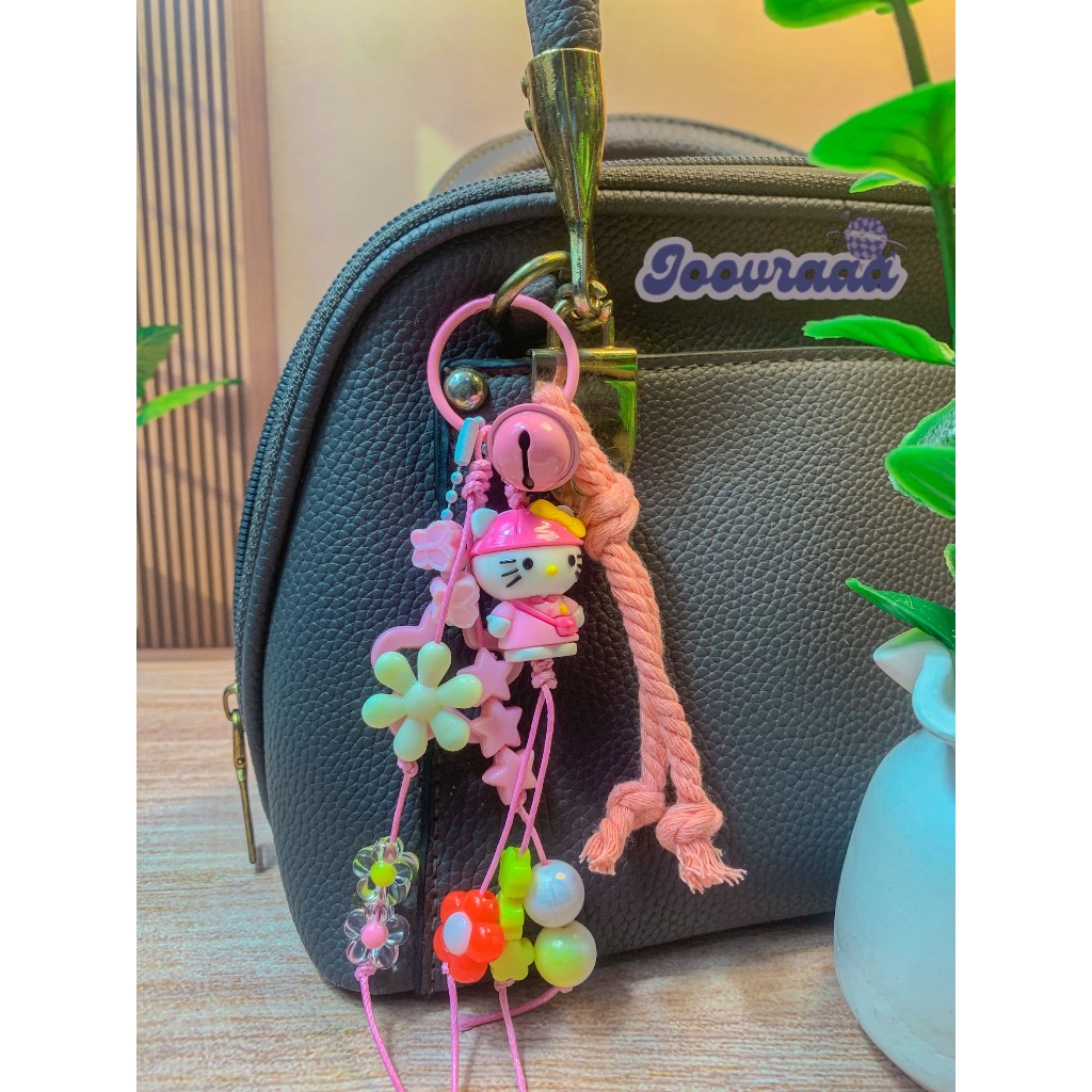 gantunga tas tali hello kitty manik/bagcharm tali pita/gantungan aksesoris tas