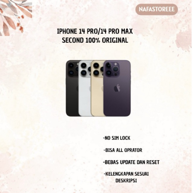 IP 14 Pro/14 Pro Max 64GB/128GB/256GB Fullset Second Like New 100% Original Ex Internasional